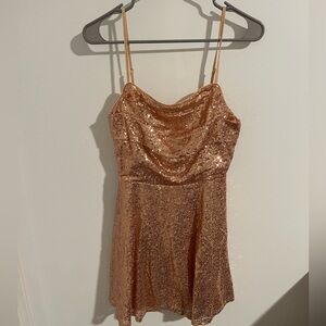 Cider Sequin Sparkling Rose Gold Mini Dress